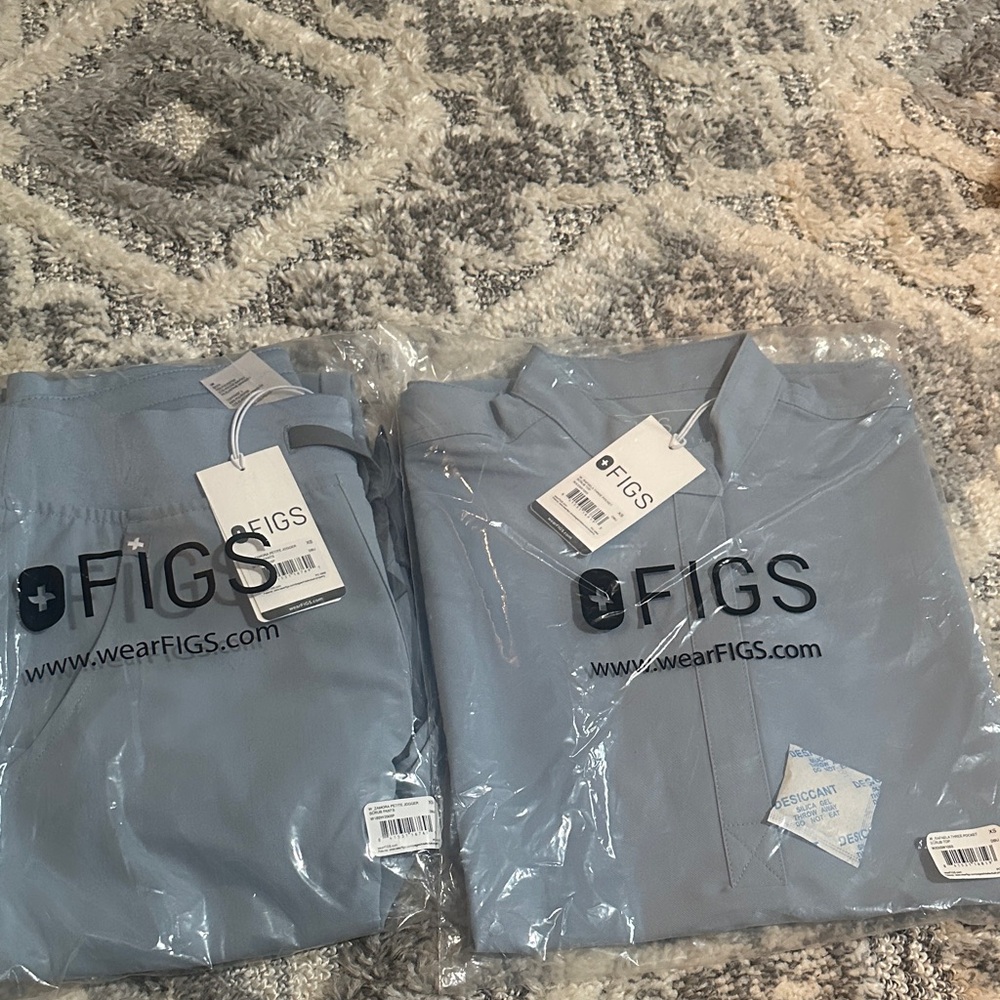 Figs Sky Blue Scrub Tops